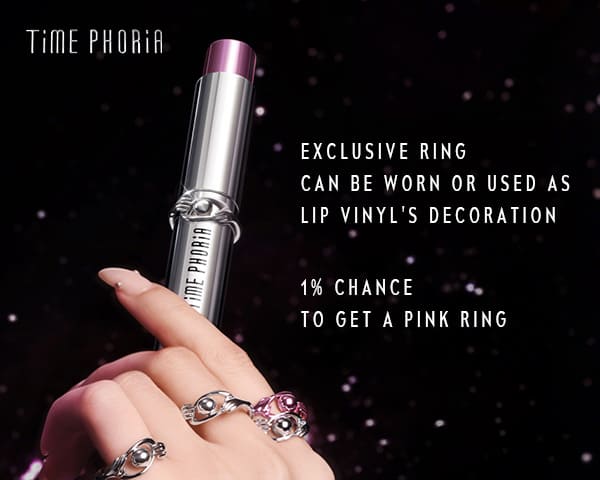 Timephoria ultra stay-color lip vinyl with an exclusive ring 
