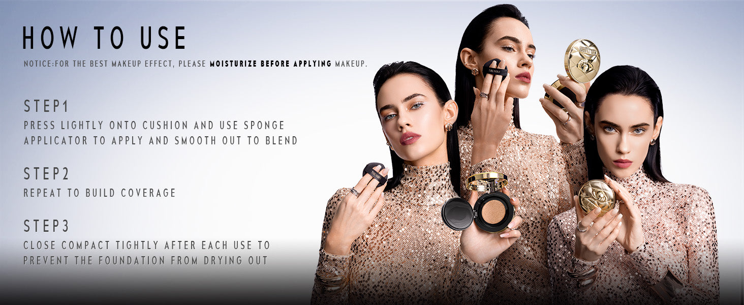 Timephoria Glow Cushion Foundation step-by-step instructions on how to use it.